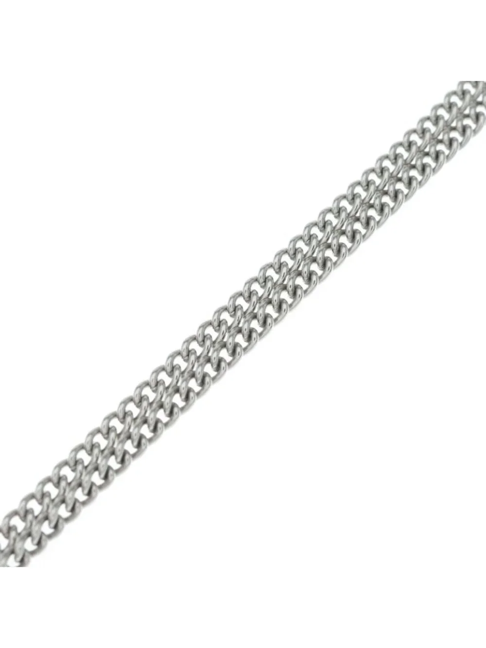 Chanel CC Logo Round Rhinestone Leather Chain Necklace Silver 26c